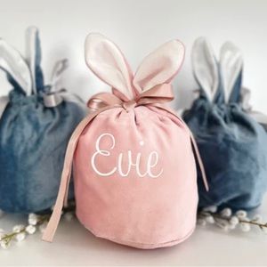 SUPER CUTE BUNNY VELVET PERSONALIZED POUCHES!! $20 each!! Will ship anywhere US!